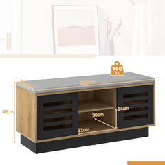 Banco Zapatero con Asientos con 6 Compartimentos de Almacenamiento 3 Estantes y 2 Puertas para Entrada 99,5 x 34,5 x 46 cm Natural