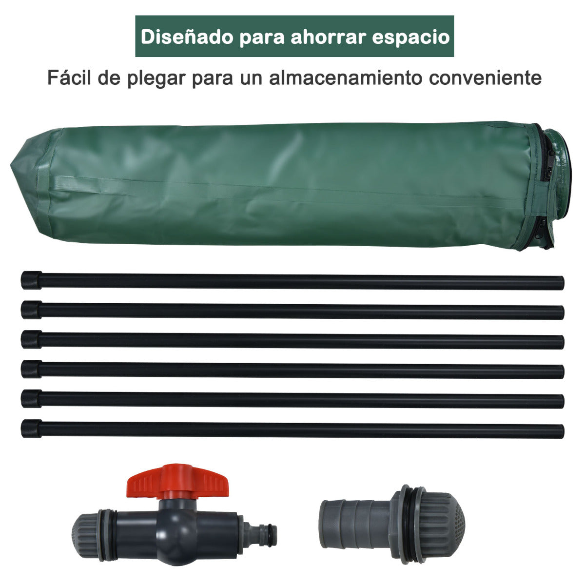 Barril Plegable 225 L para Agua de Lluvia Contenedor Agua Sistema Recogida Lluvia Portátil Cisterna Agua para Jardín Verde 60 x 60 x 80 cm