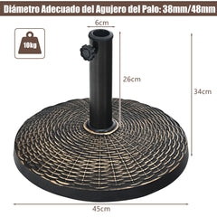 Base de Resina para Sombrilla Φ38/48mm Resistente Soporte Redondo para Paraguas de 10 kg para Jardín Playa Piscina Bronce