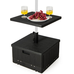 Base de Sombrilla con Ruedas Bandeja de Mesa Soporte Sombrilla Exterior Apto para Postes de 38/48mm Rellenable de Agua 45L Arena 67kg