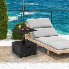 Base de Sombrilla con Ruedas Bandeja de Mesa Soporte Sombrilla Exterior Apto para Postes de 38/48mm Rellenable de Agua 45L Arena 67kg