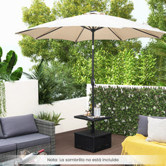 Base de Sombrilla con Ruedas Bandeja de Mesa Soporte Sombrilla Exterior Apto para Postes de 38/48mm Rellenable de Agua 45L Arena 67kg