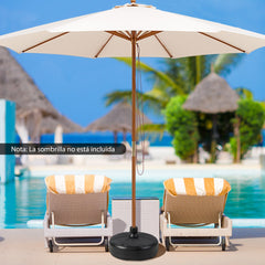 Base de Soportes Rellenable para Paraguas de 38 mm Carga 12 kg Soporte de Mesa Ponderado con Agua y Arena para Jardín y Patio Negro