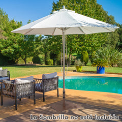 Base para Sombrilla de Patio de 22,5 kg Base Cuadrada para Sombrilla de 60 cm con Adaptadores de 4 cm y 5 cm 2 Pomos de Apriete 2 Ruedas