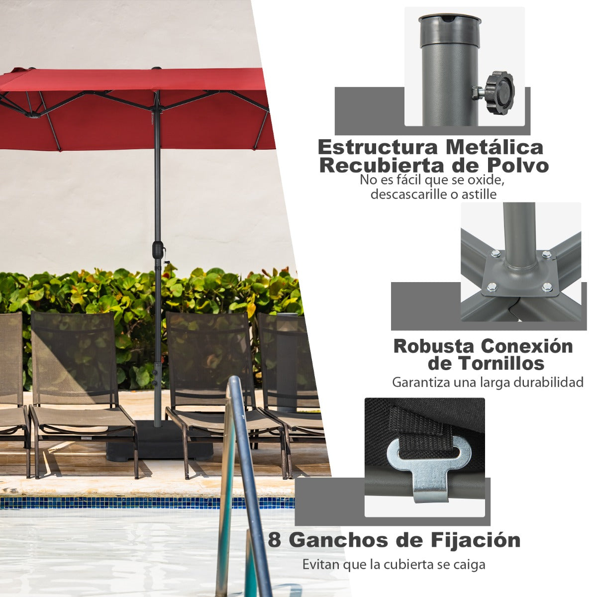 Base para Sombrilla de Patio con Bolsas de Arena 2 Perillas de Ajuste Adaptador Base para Sombrilla de Mercado para Piscina Carga 90 kg
