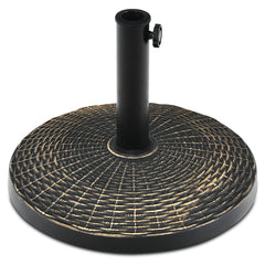 Base Sombrilla de 12kg de Resina Soporte Redondo para Sombrilla de φ38/48mm Terraza Exterior con Perilla Ajustable Diseño de Ratán