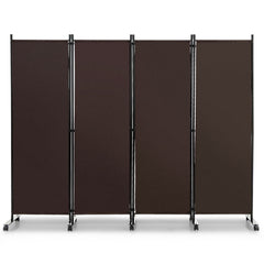 Biombo de 4 Paneles Separador de Habitaciones con Ruedas Pantallas de Privacidad Divisor para Hogar Oficina 225 x 30 x 173 cm Marrón