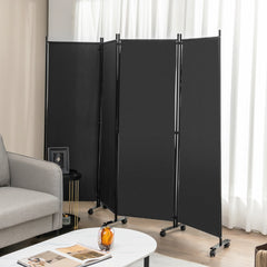 Biombo de 4 Paneles Separador de Habitaciones con Ruedas Pantallas de Privacidad Divisor para Hogar Oficina 225 x 30 x 173 cm Gris