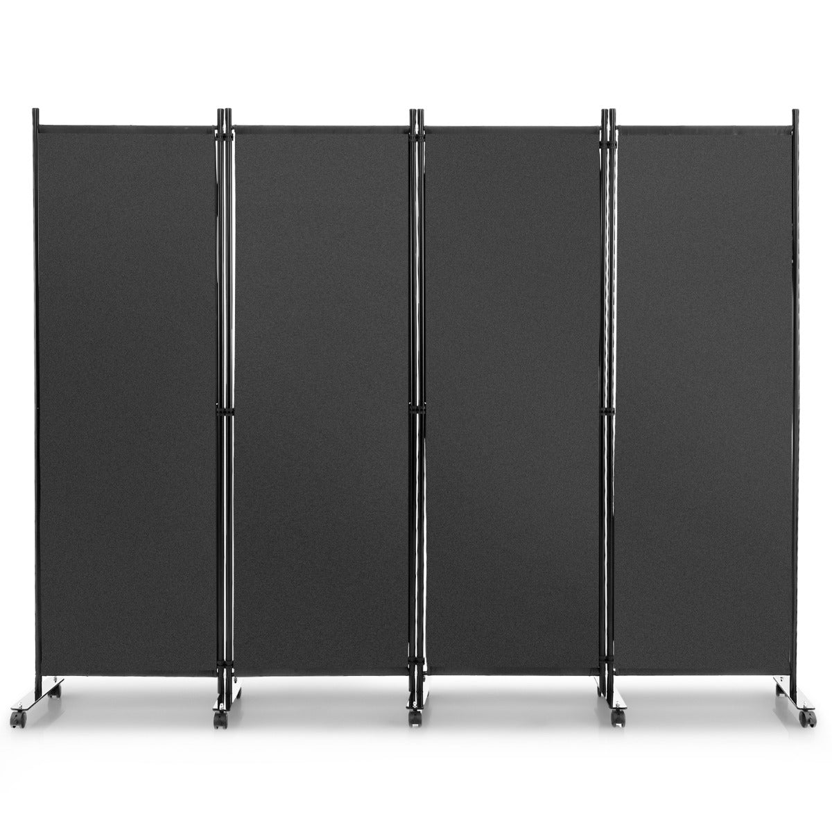 Biombo de 4 Paneles Separador de Habitaciones con Ruedas Pantallas de Privacidad Divisor para Hogar Oficina 225 x 30 x 173 cm Gris