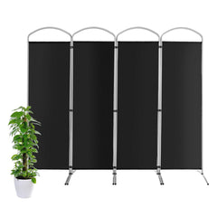 Biombo Plegable de 4 Paneles Separador de Espacios de Pantalla de Tela para Porche Oficina Sala de Estar 221 x 51 x 188 cm Negro