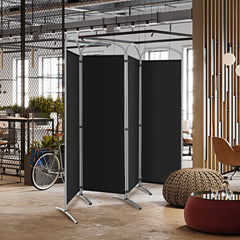 Biombo Plegable de 4 Paneles Separador de Espacios de Pantalla de Tela para Porche Oficina Sala de Estar 221 x 51 x 188 cm Negro