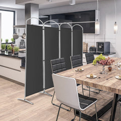 Biombo Plegable de 4 Paneles Separador de Espacios de Pantalla de Tela para Porche Oficina Sala de Estar 221 x 51 x 188 cm Negro