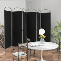 Biombo Plegable de 6 Paneles Separador de Espacios de Pantalla de Tela para Porche Oficina Sala de Estar 331 x 51 x 188 cm Negro