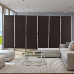 Biombo Plegable de 6 Paneles Separador de Espacios de Pantalla de Tela para Porche Oficina Sala de Estar 331 x 51 x 188 cm Marrón