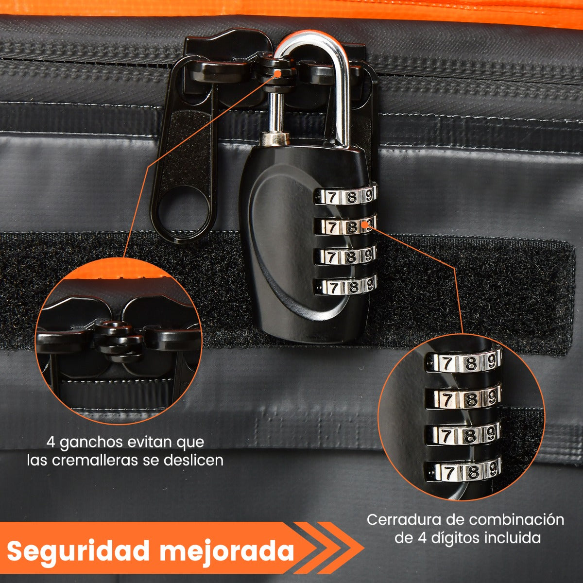 Bolsa de Techo para Coche 424L Impermeable con Cerradura y Alfombra Antideslizante 112 x 86 x 43 cm Naranja