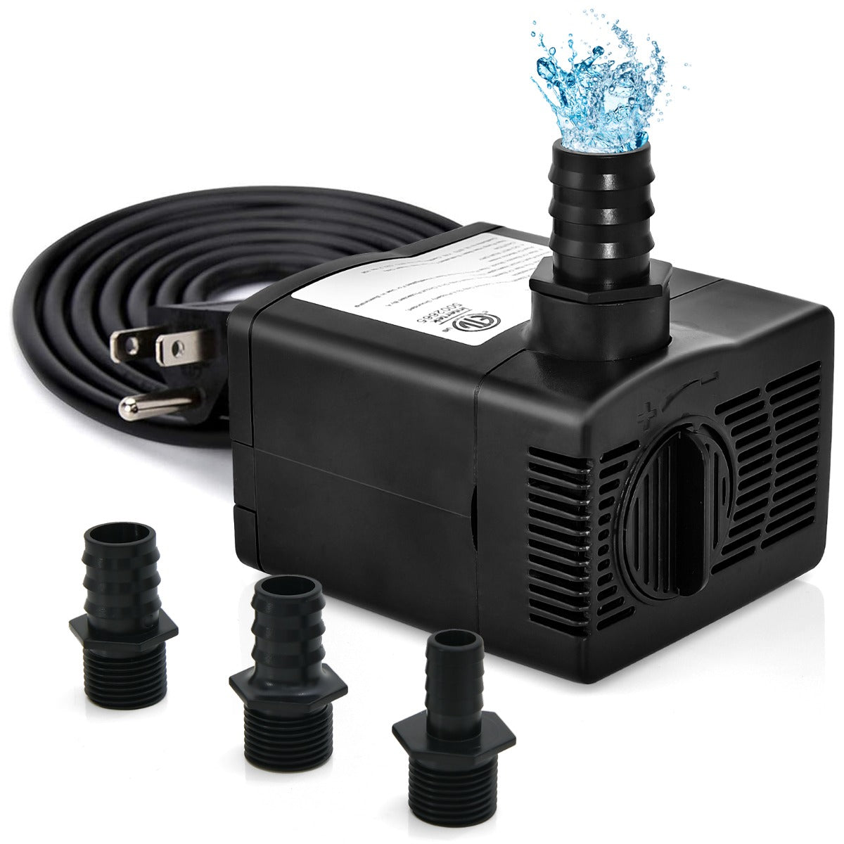 22W Bomba Sumergible 900L/H Bomba de Agua con Elevación de 2,2m Cable de Alimentación de 1,83m y 3 Boquillas para Pecera Estanque Acuario