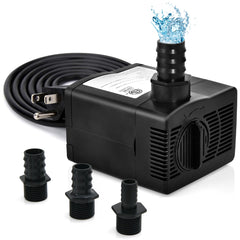 22W Bomba Sumergible 900L/H Bomba de Agua con Elevación de 2,2m Cable de Alimentación de 1,83m y 3 Boquillas para Pecera Estanque Acuario