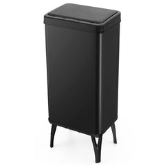 Bote de Basura de Acero Inoxidable de 50 L con Sensor de Movimiento Automático Cierre Suave Patas Desmontables para Cocina Negro