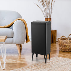 Bote de Basura de Acero Inoxidable de 50 L con Sensor de Movimiento Automático Cierre Suave Patas Desmontables para Cocina Negro