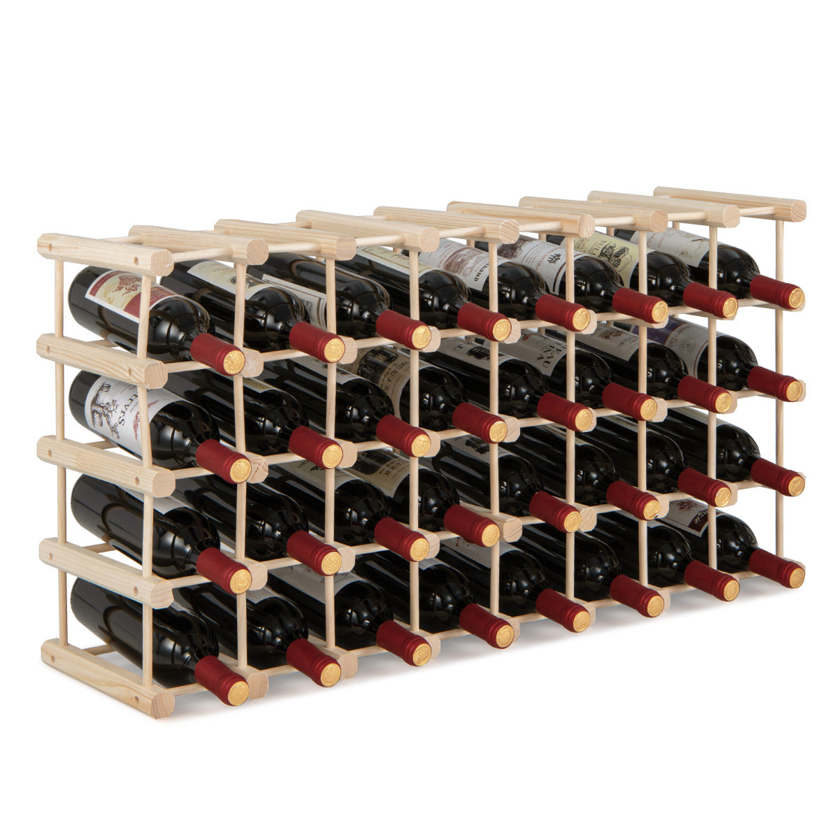 Botellero de Madera Maciza para 36 Botellas Vinos Estante de Exposición 5 Niveles para Cocina Despensa Bodega Bar 44,5 x 24 x 86 cm Natural