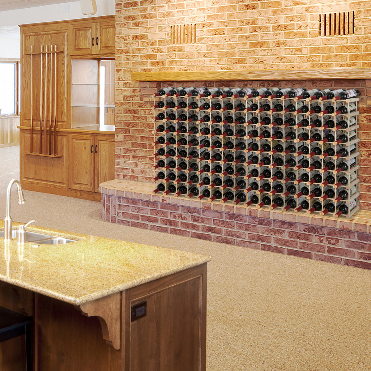 Botellero de Madera Maciza para 36 Botellas Vinos Estante de Exposición 5 Niveles para Cocina Despensa Bodega Bar 44,5 x 24 x 86 cm Natural