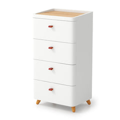 Mueble de 4 Cajones Carro de Almacenamiento Vertical con Bandeja Organizadora Removible Cajonera para Dormitorio Salón Baño Oficina Blanco