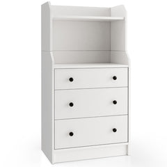 Cómoda de 3 Cajones con Estantes Organizador de Almacenamiento Armario de Cajones Moderno para Sala de Estar Dormitorio Entrada Blanco