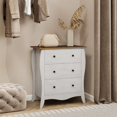 Cómoda con 3 Cajones de Tela Plegables para Dormitorio Cajonera de Estilo Campestre Organizador de Almacenamiento de Closet Gris