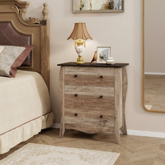 Cómoda con 3 Cajones de Tela Plegables para Dormitorio Cajonera de Estilo Campestre Organizador de Almacenamiento de Closet Marrón