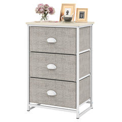 Cómoda con 3 Cajones Mesita de Noche con 3 Cajones Plegables Unidad de Almacenamiento con Marco de Metal y Cajón de Madera para Dormitorio
