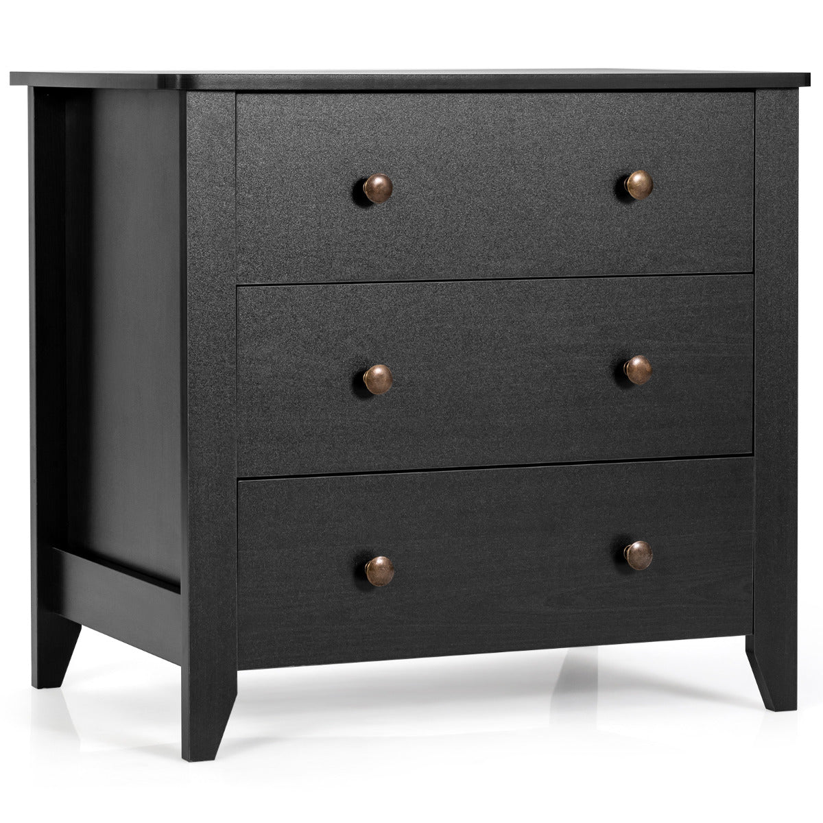 Cómoda con 3 Cajones Patas Curvas Cajonera con 3 Cajones Mesa de Noche de Doble Asa en Dormitorio Entrada Guardería 71 x 46 x 66 cm Negro