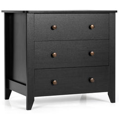 Cómoda con 3 Cajones Patas Curvas Cajonera con 3 Cajones Mesa de Noche de Doble Asa en Dormitorio Entrada Guardería 71 x 46 x 66 cm Negro