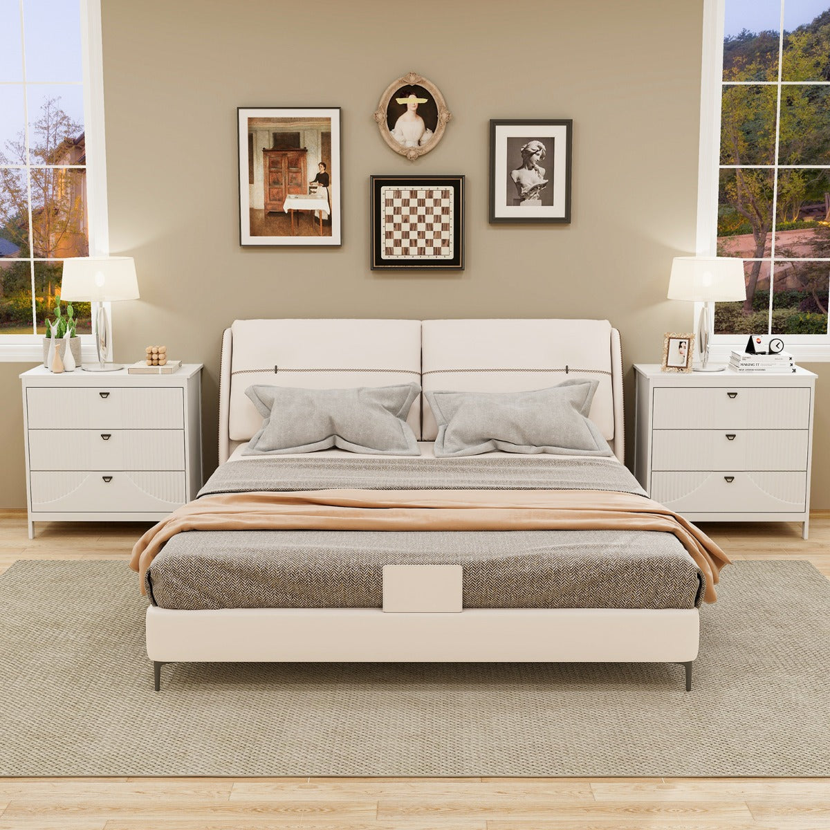 Cómoda de 3 Cajones Mueble de Almacenaje Armario con Kit Anticaída Mesita de Noche de 3 Niveles Cajonera para Dormitorio y Estudio Blanco