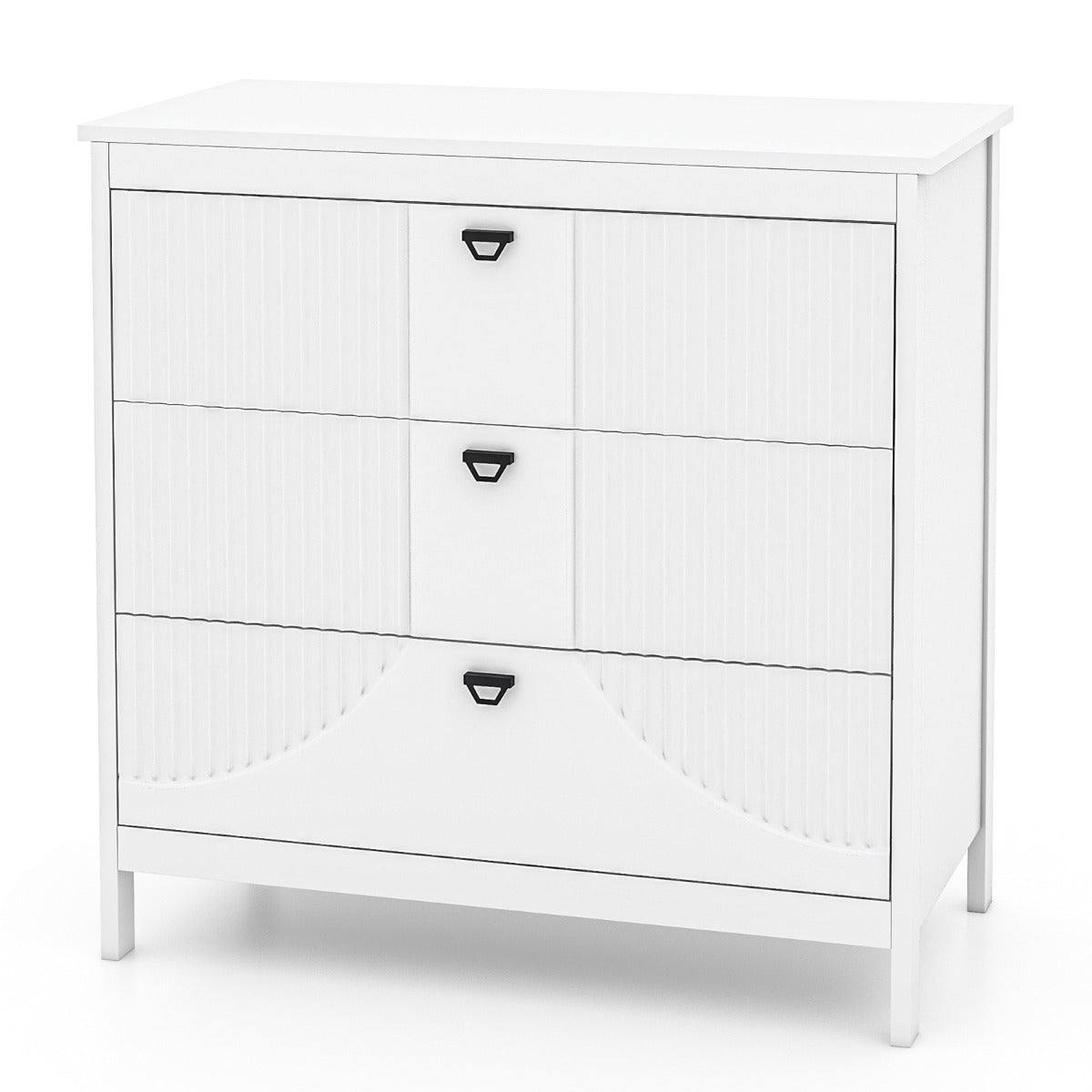 Cómoda de 3 Cajones Mueble de Almacenaje Armario con Kit Anticaída Mesita de Noche de 3 Niveles Cajonera para Dormitorio y Estudio Blanco