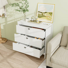Cómoda de 3 Cajones Mueble de Almacenaje Armario con Kit Anticaída Mesita de Noche de 3 Niveles Cajonera para Dormitorio y Estudio Blanco