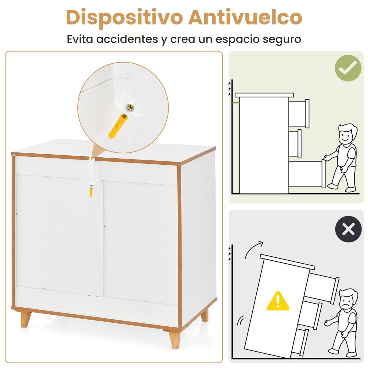 Cómoda de 3 Cajones Mesitas de Noche con Asas Integradas Dispositivo Antivuelco para Pasillo Entrada Dormitorio 75 x 42 x 75 cm Gris