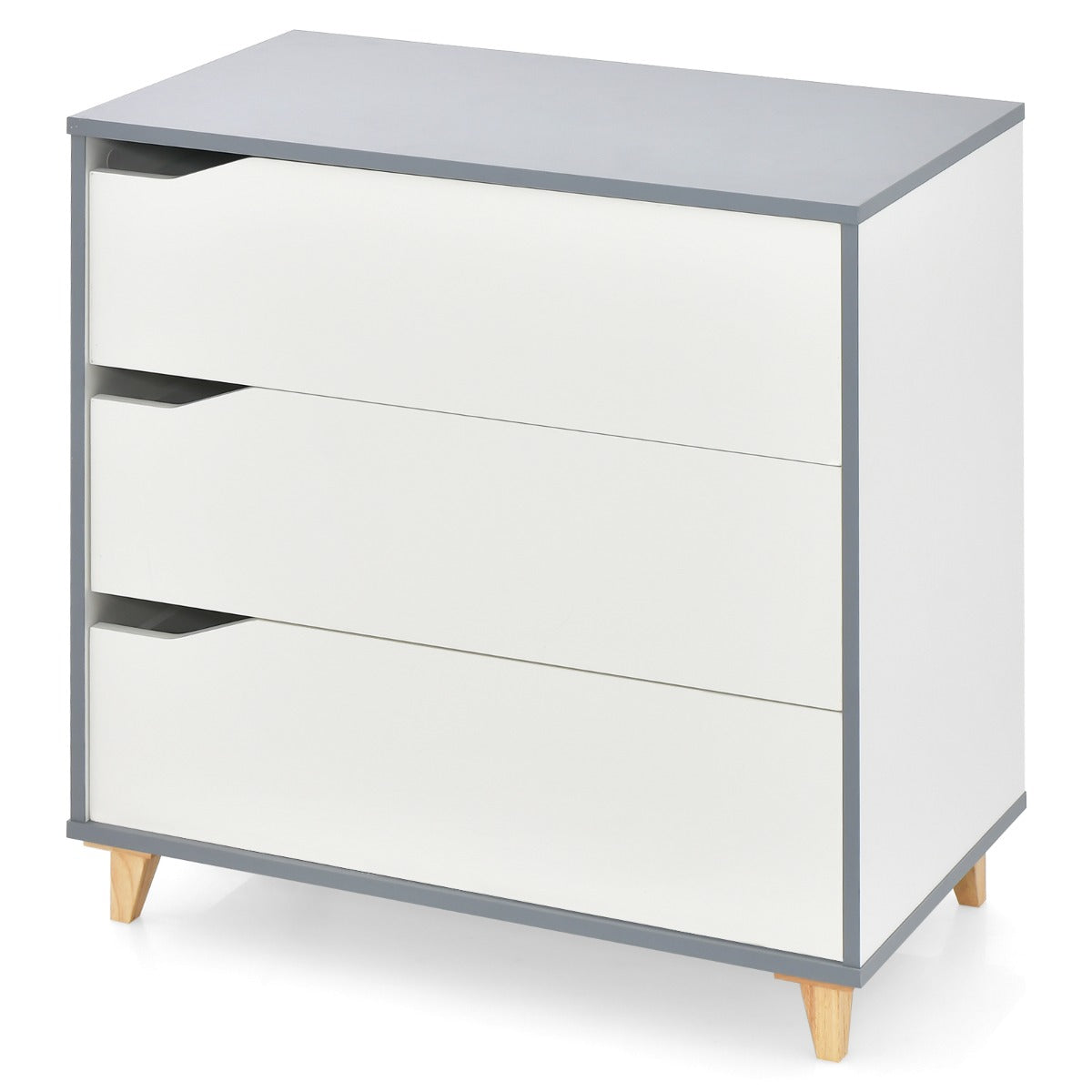 Cómoda de 3 Cajones Mesitas de Noche con Asas Integradas Dispositivo Antivuelco para Pasillo Entrada Dormitorio 75 x 42 x 75 cm Blanco