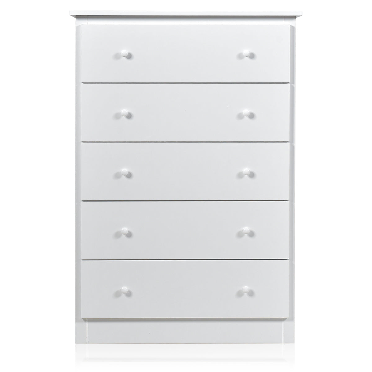Cómoda de Madera con 5 Cajones Riel Deslizante Suave Mueble de Almacenaje Independiente para Sala de Estar 80 x 40 x 115 cm Blanco
