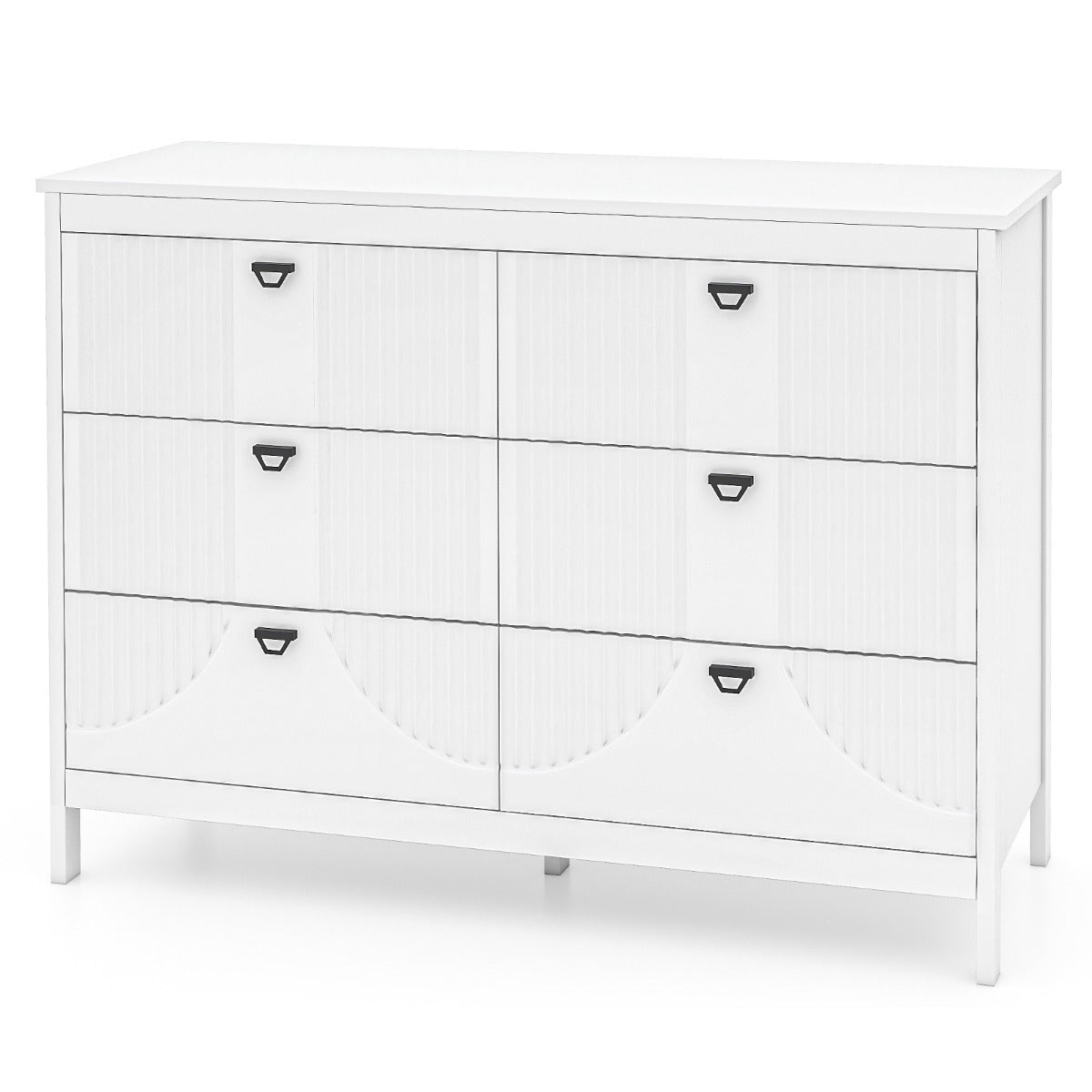 Cómoda de 6 Cajones Cajonera Moderno Armario de Almacenamiento para Hogar Antivuelco Gabinete Lateral para Cocina Dormitorio Estudio Blanco