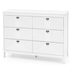 Cómoda de 6 Cajones Cajonera Moderno Armario de Almacenamiento para Hogar Antivuelco Gabinete Lateral para Cocina Dormitorio Estudio Blanco