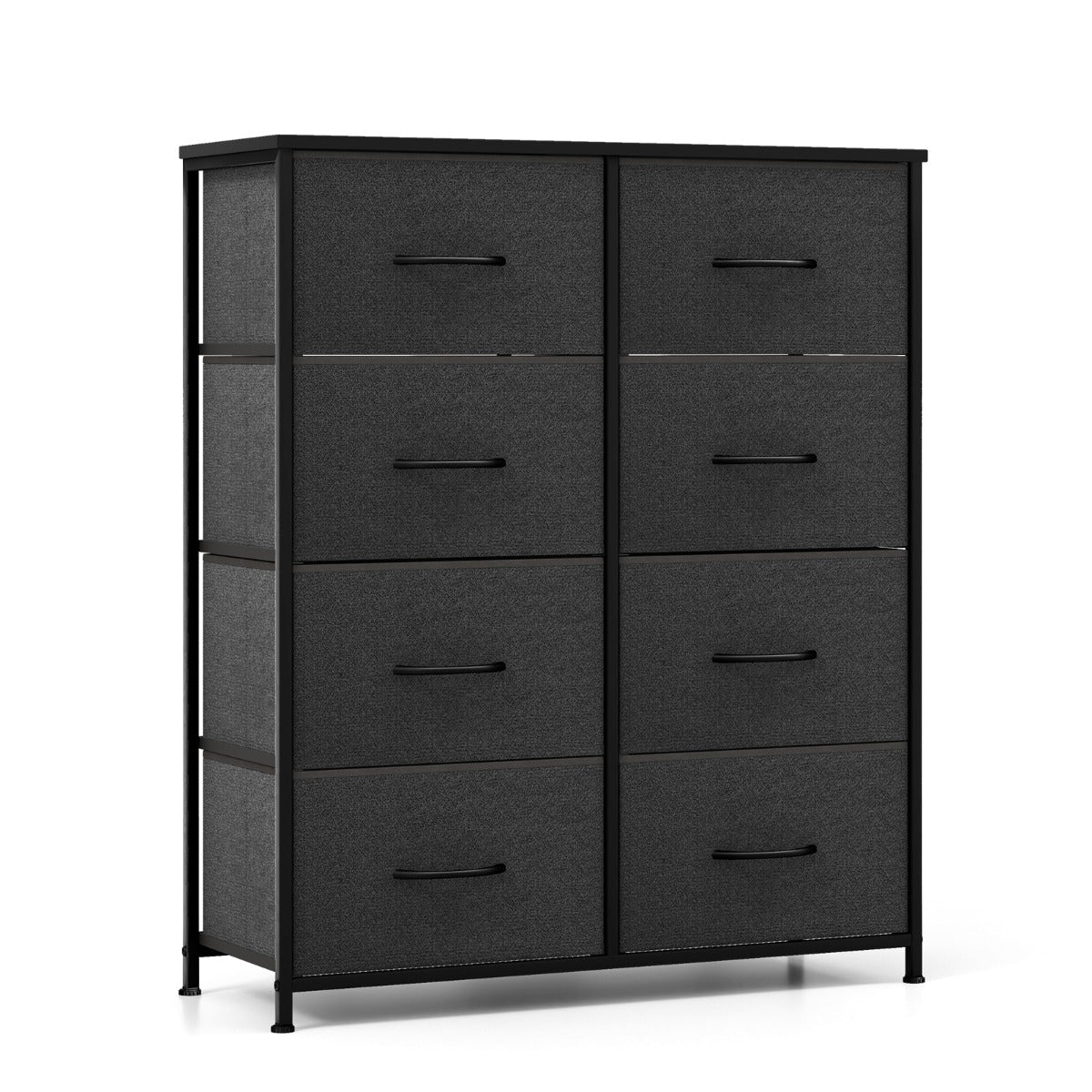Cajonera Multifuncional con 8 Cajones y Kits Antivuelco Cómoda de Tela para Armario Dormitorio y Sala de Estar 80 x 30 x 92 cm Negro