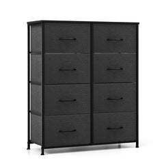 Cajonera Multifuncional con 8 Cajones y Kits Antivuelco Cómoda de Tela para Armario Dormitorio y Sala de Estar 80 x 30 x 92 cm Negro