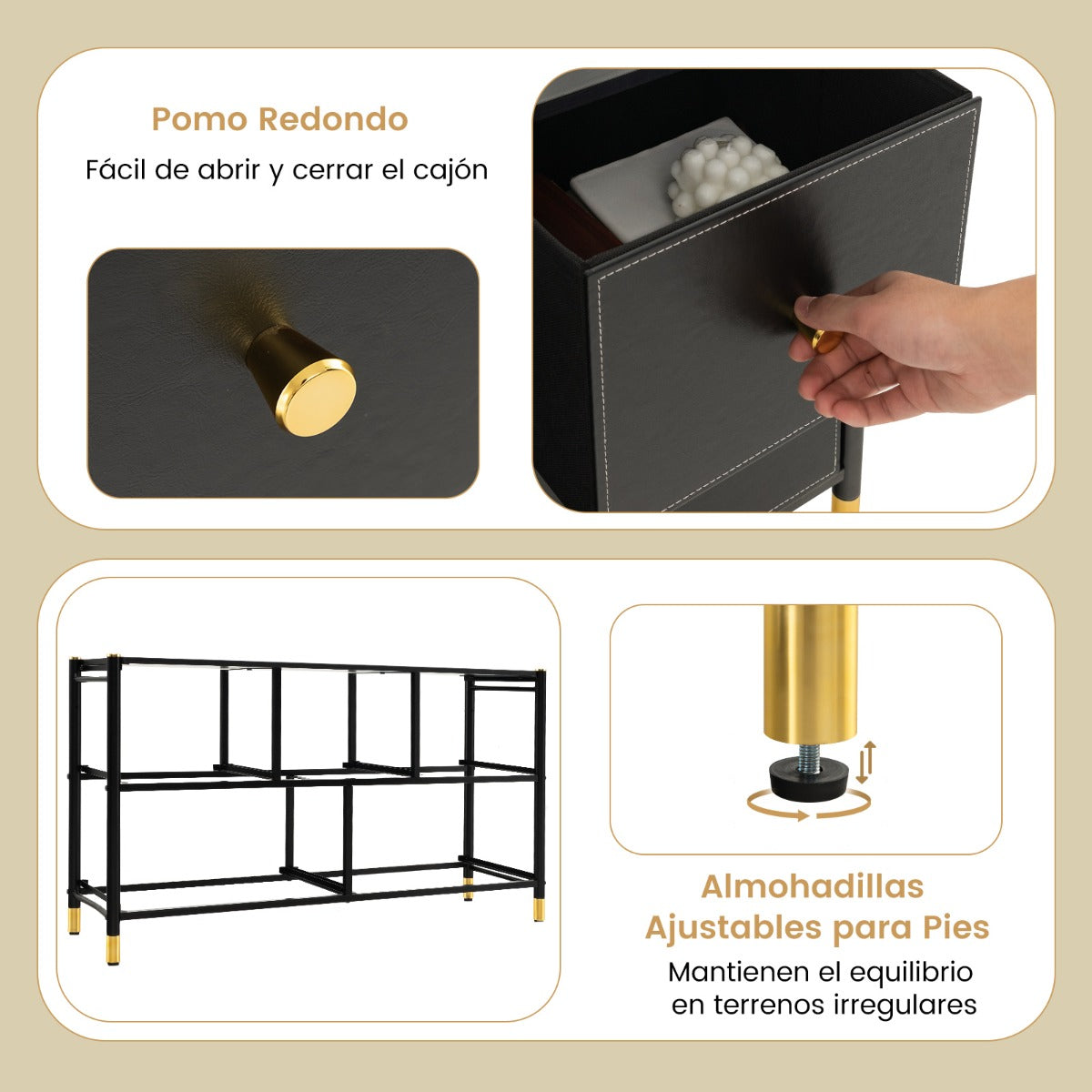 Cajonera con 5 Cajones Marco de Metal Mueble Almacenaje de Tela para Dormitorio Salón Sala de Estar y Pasillo 100 x 30 x 58,5 cm Negro