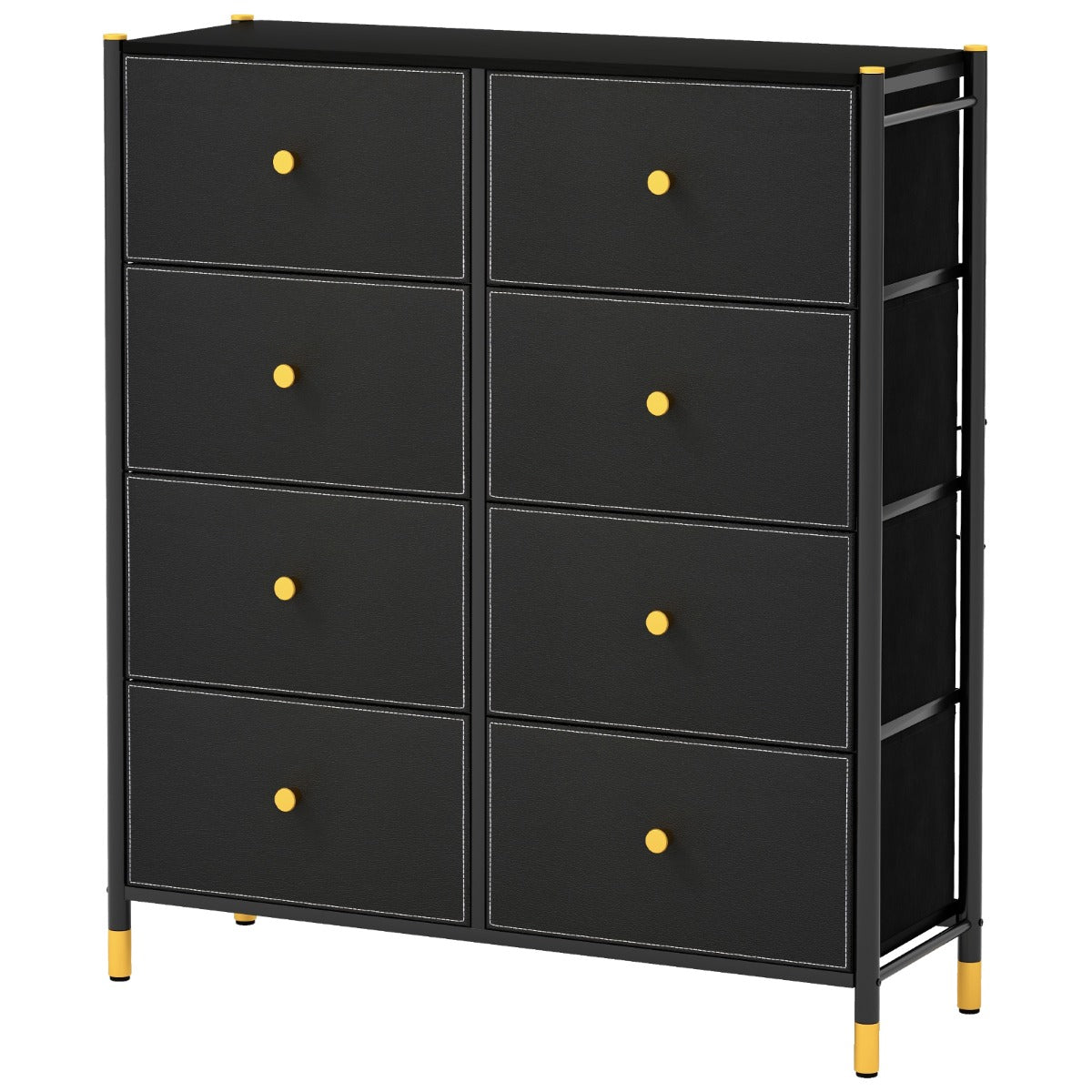 Cajonera con 8 Cajones Marco de Metal Mueble Almacenaje de Tela para Dormitorio Salón Sala de Estar y Pasillo 89 x 30 x 98 cm Negro