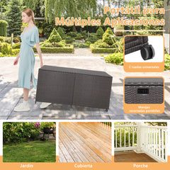 Caja de Almacenamiento de Mimbre 662 L para Terraza Contenedor de Ratán con 2 Ruedas Universales para Exterior Patio Porche