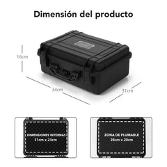 Caja Dura Impermeable Portátil para Exteriores con Encarte de Espuma Personalizable para Aparatos Electrónicos y Cámaras 34 x 31 x 16 cm