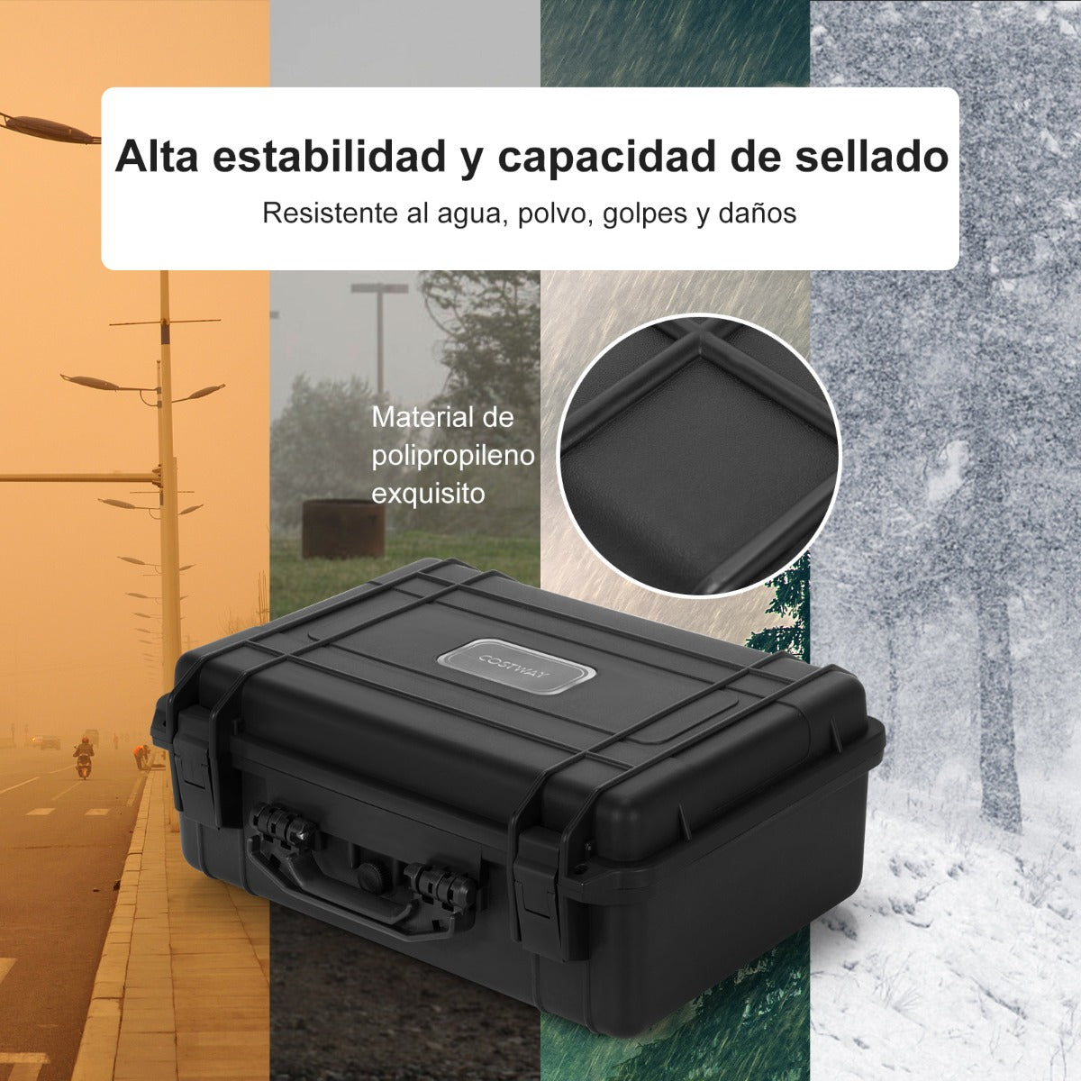 Caja Dura Impermeable Portátil para Exteriores con Encarte de Espuma Personalizable para Aparatos Electrónicos y Cámaras 34 x 31 x 16 cm