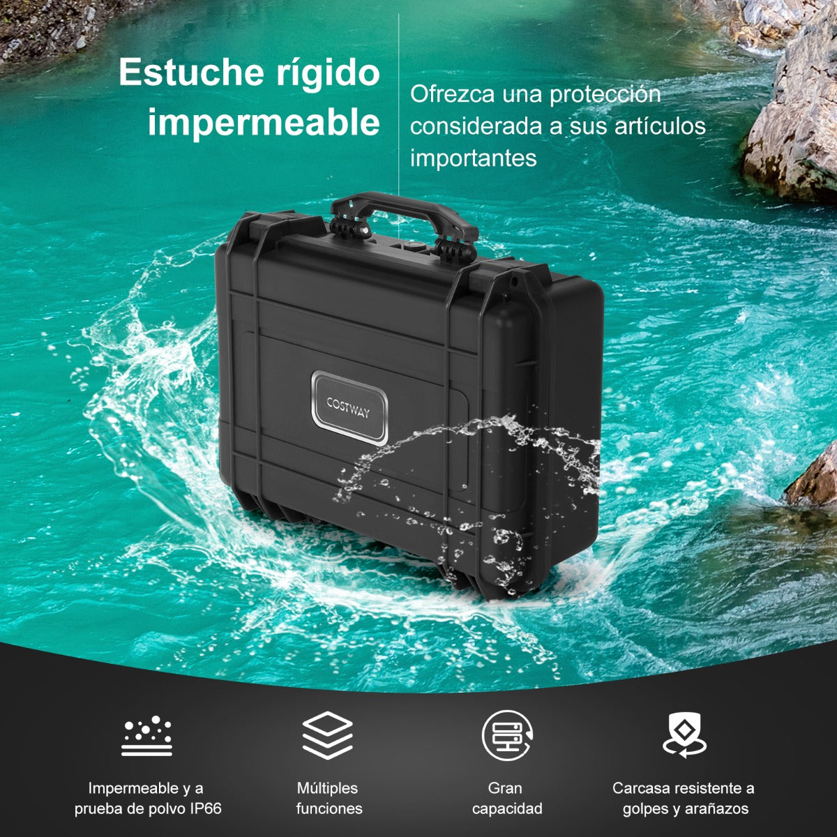 Caja Dura Impermeable Portátil Maletín de Exterior con Encarte de Espuma Personalizable para Aparatos Electrónicos Drones 56 x 44 x 22 cm