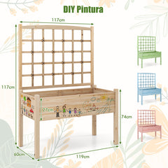 Caja Elevada para Jardín con Enrejado Agujeros de Drenaje Maceta para Patio y Balcón Exterior 119 x 60 x 160 cm Natural