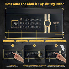 Caja Fuerte de Seguridad con Teclado Digital y Cerradura con Llave Doméstica de Acero para Hogar Oficina Hotel